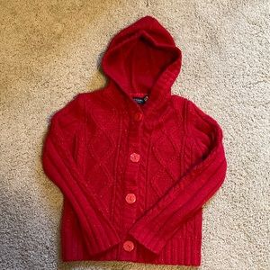 Faded glory red knit hooded sweater size 6